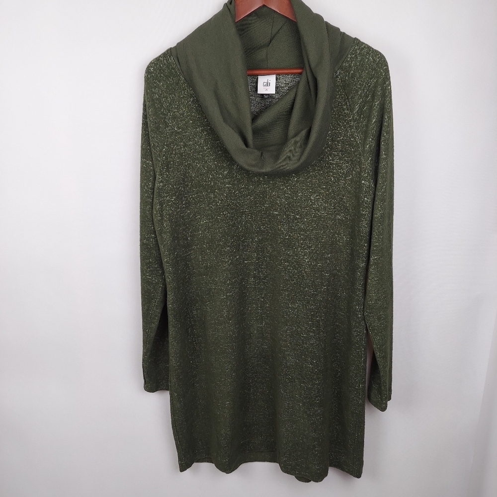 CAbi Solace Dress Olive Cowl Neck #4016 Size M